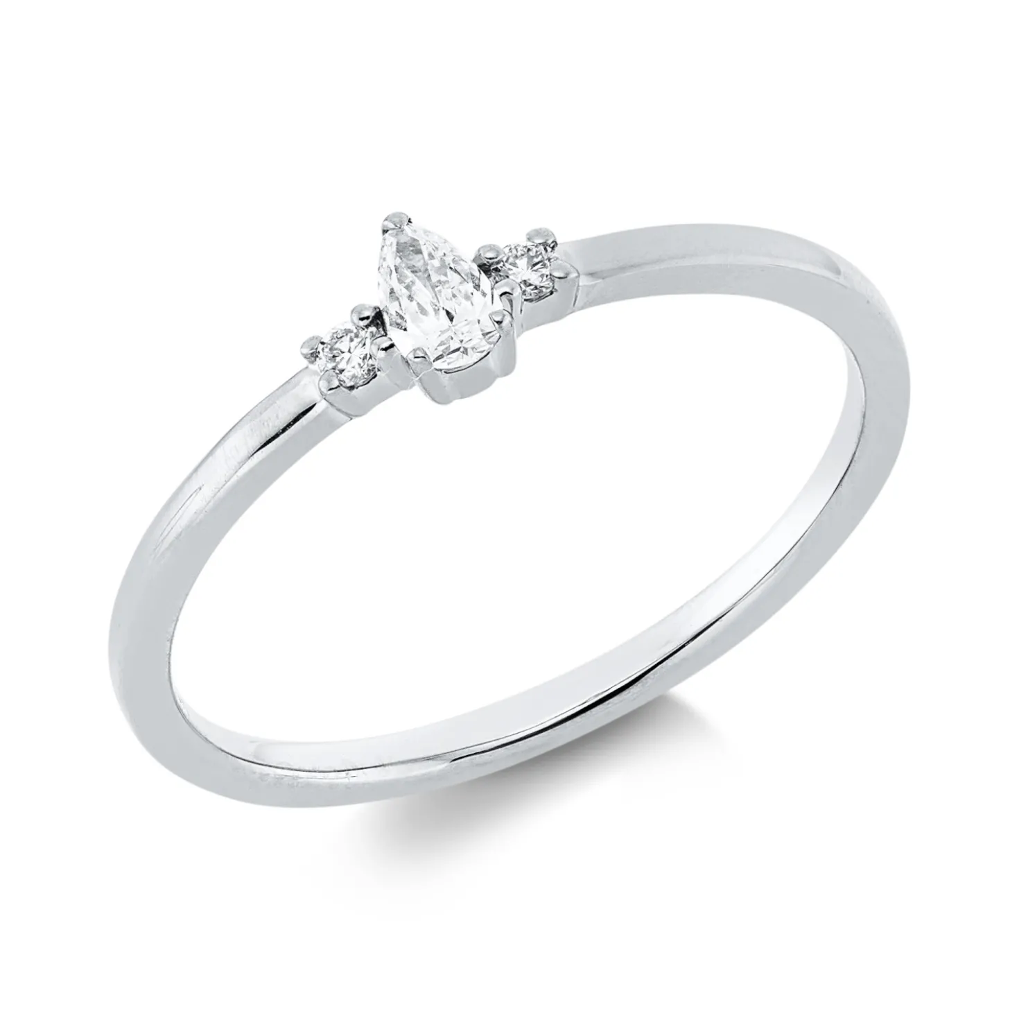 Ring aus 750 Gold Weißgold 3 Diamanten 0,13ct TW-SI B:4,1mm 3er-Krappe