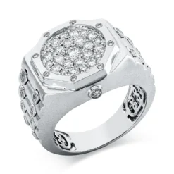 Ring aus 750 Gold Weißgold 66 Diamanten 0,91ct TW-SI B:16,6mm mattiert