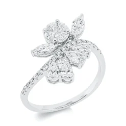 Ring aus 750 Gold Weißgold 31 Diamanten 1,02ct TW-SI B:14mm