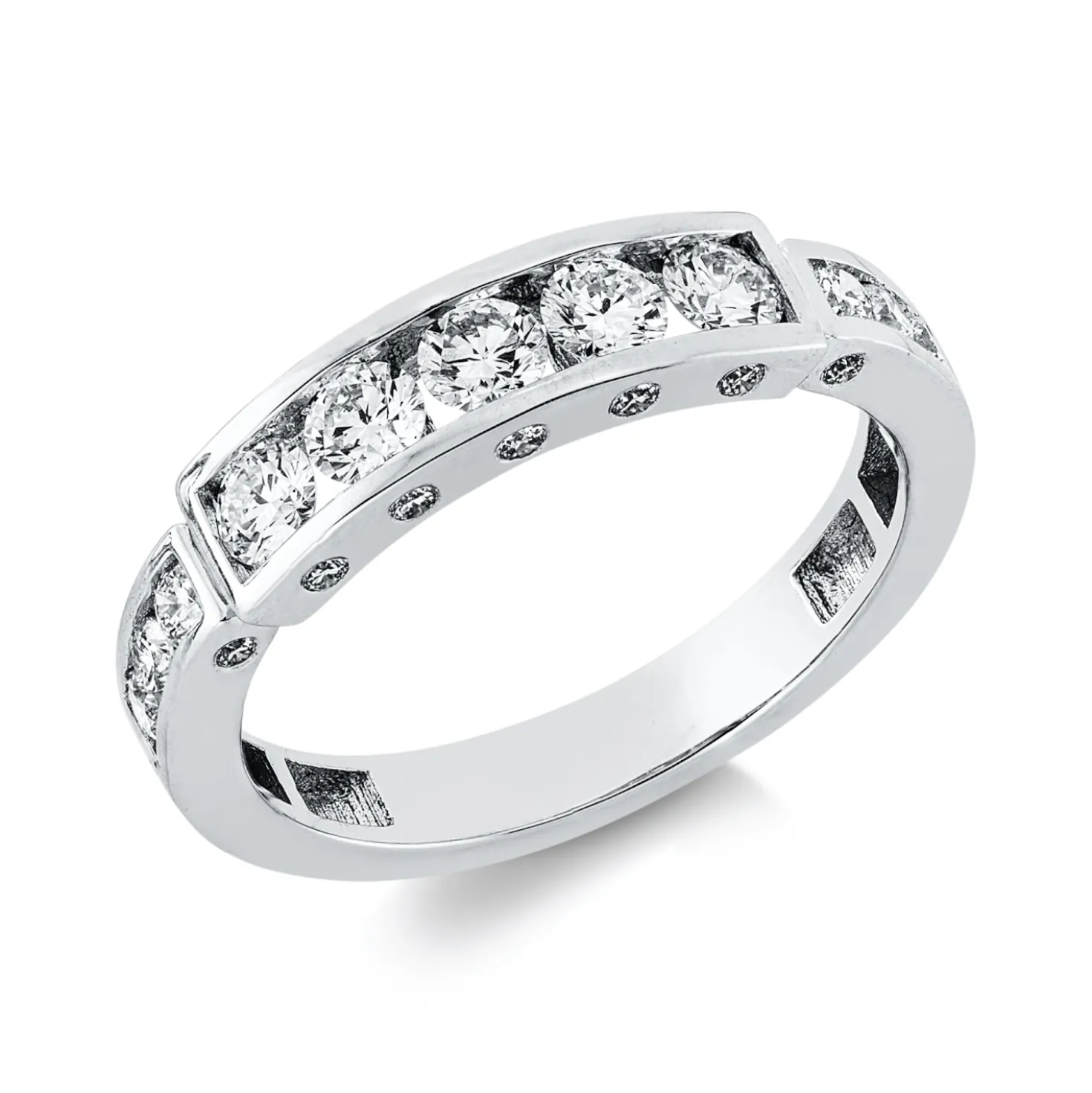 Ring aus 750 Gold Weißgold 25 Diamanten 0,76ct TW-SI B:4,5mm