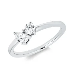 Ring aus 750 Gold Weißgold 2 Diamanten 0,34ct TW-SI B:5,6mm
