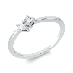 Ring aus 750 Gold Weißgold 2 Diamanten 0,16ct TW-SI B:4,5mm