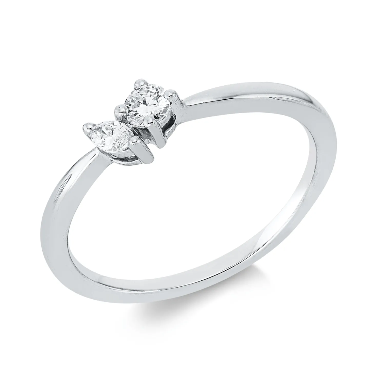 Ring aus 750 Gold Weißgold 2 Diamanten 0,16ct TW-SI B:4,5mm