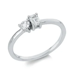 Ring aus 750 Gold Weißgold 2 Diamanten 0,34ct TW-SI B:4,4mm