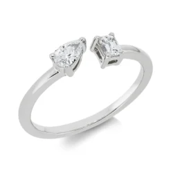 Ring aus 750 Gold Weißgold 2 Diamanten 0,33ct TW-SI B:4,2mm
