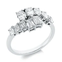 Ring aus 750 Gold Weißgold 10 Diamanten 1,61ct TW-VSI B:9,8mm