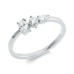 Ring aus 750 Gold Weißgold 3 Diamanten 0,33ct TW-SI B:4,4mm