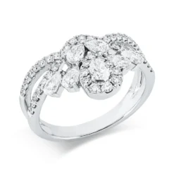 Ring aus 750 Gold Weißgold 53 Diamanten 1,2ct TW-SI B:13,2mm