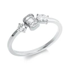 Ring aus 750 Gold Weißgold 3 Diamanten 0,52ct TW-SI B:5,5mm