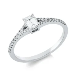 Ring aus 750 Gold Weißgold 29 Diamanten 0,42ct TW-SI B:4,8mm 4er-Krappe