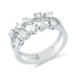 Ring aus 750 Gold Weißgold 10 Diamanten 0,78ct TW-SI B:8mm