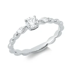 Ring aus 750 Gold Weißgold 3 Diamanten 0,39ct TW-SI B:4,1mm