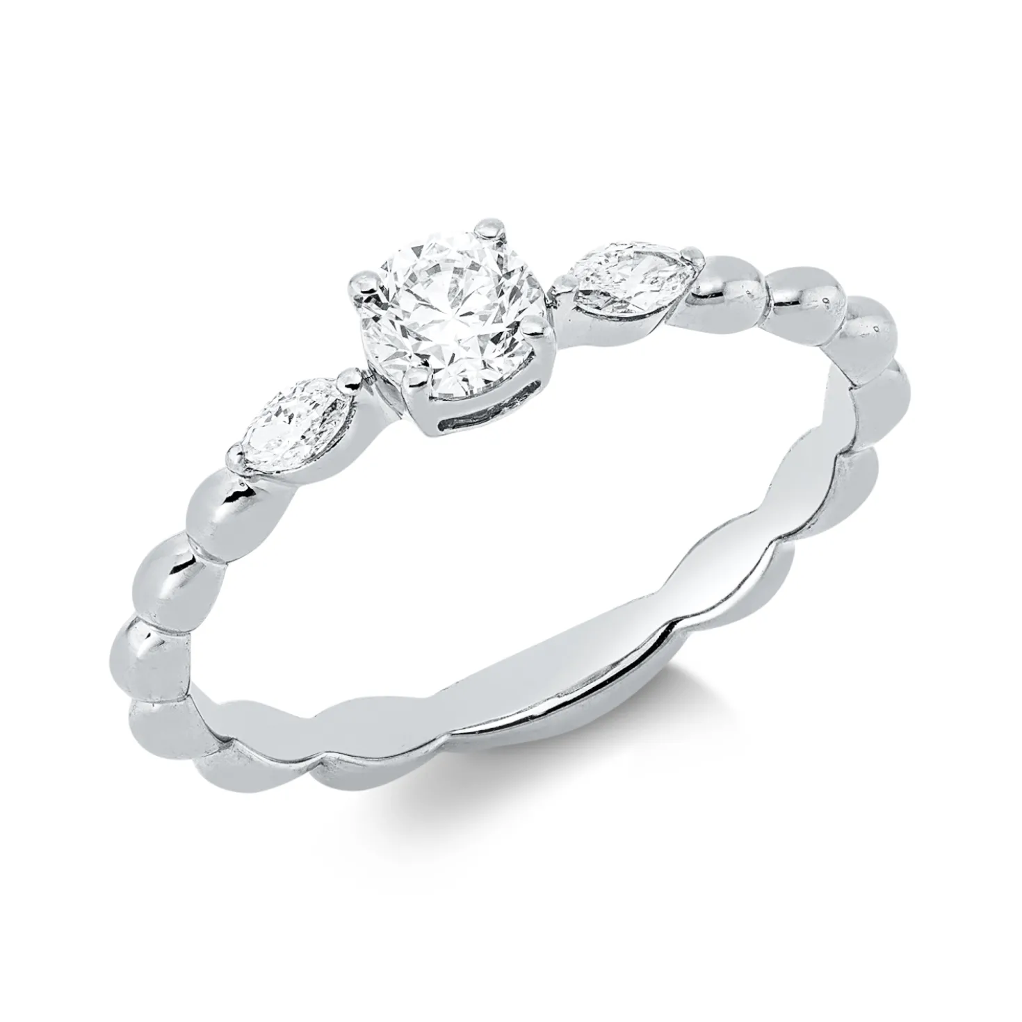 Ring aus 750 Gold Weißgold 3 Diamanten 0,39ct TW-SI B:4,1mm