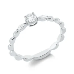 Ring aus 750 Gold Weißgold 3 Diamanten 0,27ct TW-SI B:3,8mm