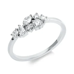 Ring aus 750 Gold Weißgold 7 Diamanten 0,35ct TW-SI B:5,1mm