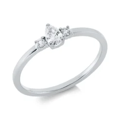 Ring aus 750 Gold Weißgold 3 Diamanten 0,23ct TW-SI B:3,7mm 3er-Krappe