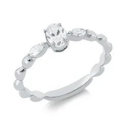 Ring aus 750 Gold Weißgold 3 Diamanten 0,43ct TW-SI B:5,5mm