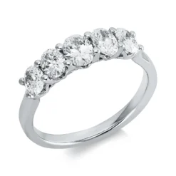Ring aus 750 Gold Weißgold 5 Diamanten Oval-Schliff 1,17ct W-VSI B:5,1mm