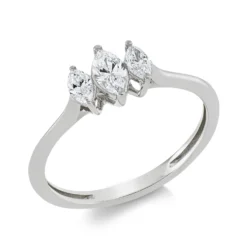 Ring aus 750 Gold Weißgold 3 Diamanten 0,33ct TW-SI B:6,5mm