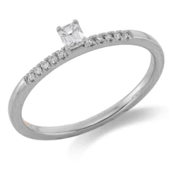 Ring aus 750 Gold Weißgold 11 Diamanten 0,19ct TW-SI B:3,6mm 4er-Krappe