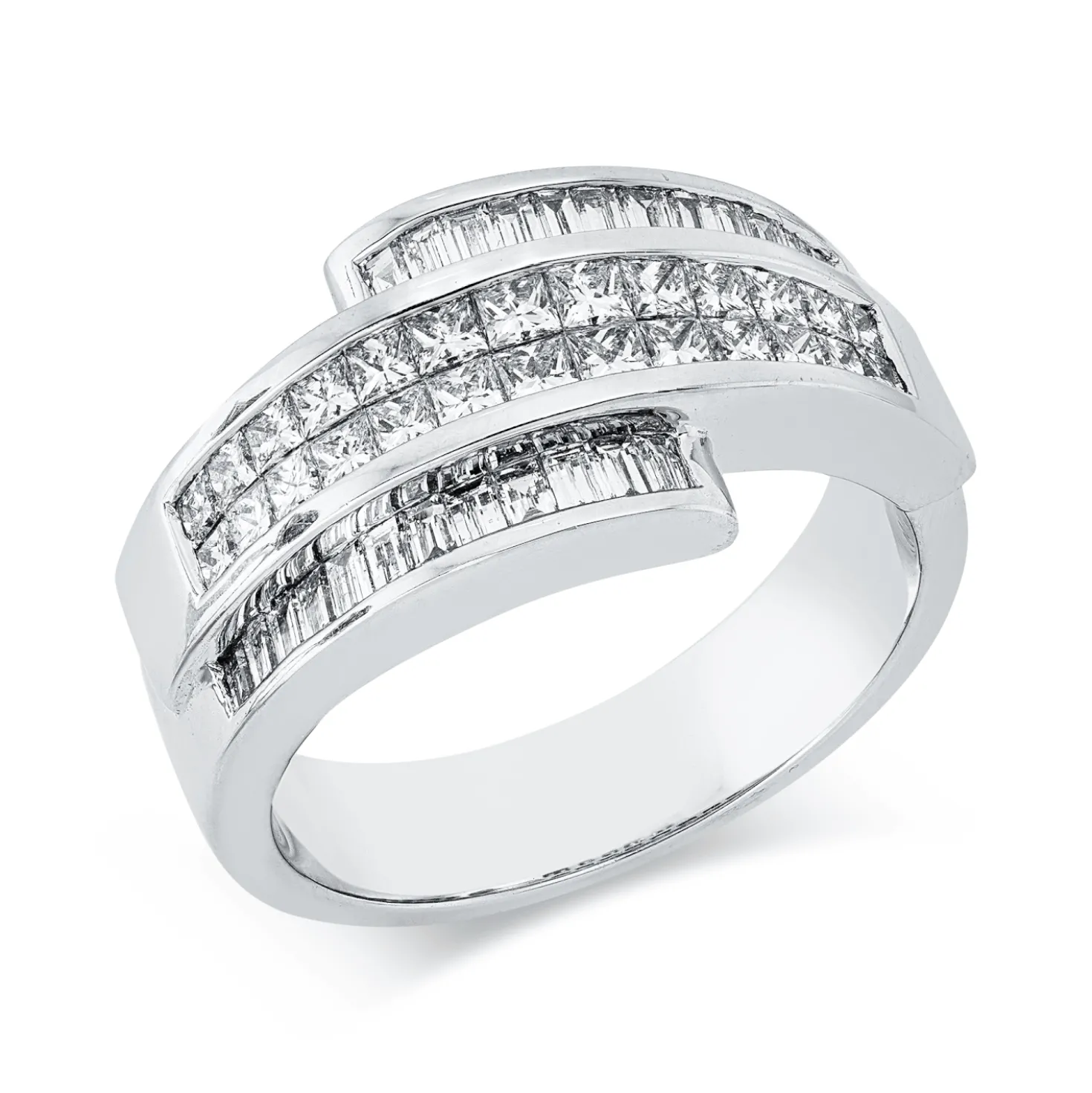 Ring aus 750 Gold Weißgold 50 Diamanten 1ct TW-VSI B:10,4mm