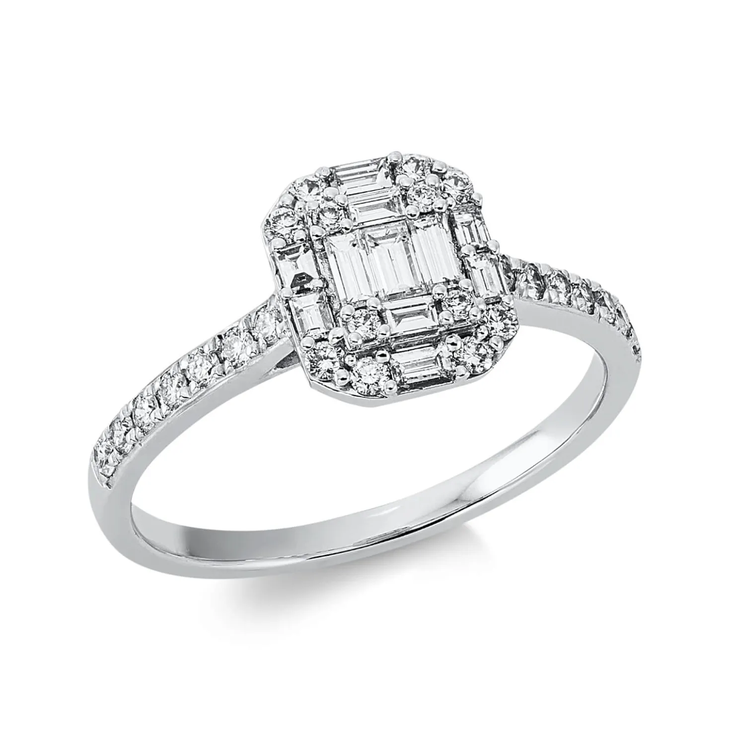 Ring aus 750 Gold Weißgold 37 Diamanten 0,56ct TW-SI B:8,6mm