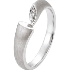 Ring aus 585 Gold Weißgold mattiert mit 3 Diamanten 0,019 Ct. W-SI, B: 5,2mm
