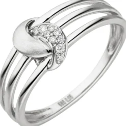 Ring aus 585 Gold Weißgold mit 9 Diamanten Brillanten 0,05 Ct Damen