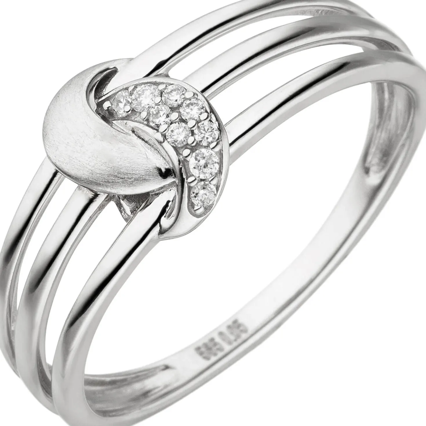 Ring aus 585 Gold Weißgold mit 9 Diamanten Brillanten 0,05 Ct Damen