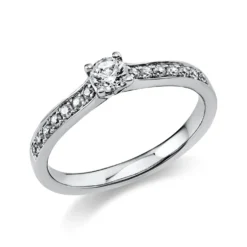 Ring aus 750 Gold Weißgold mit 17 Diamanten Brillanten 0,35 Ct. 4er-Krappe