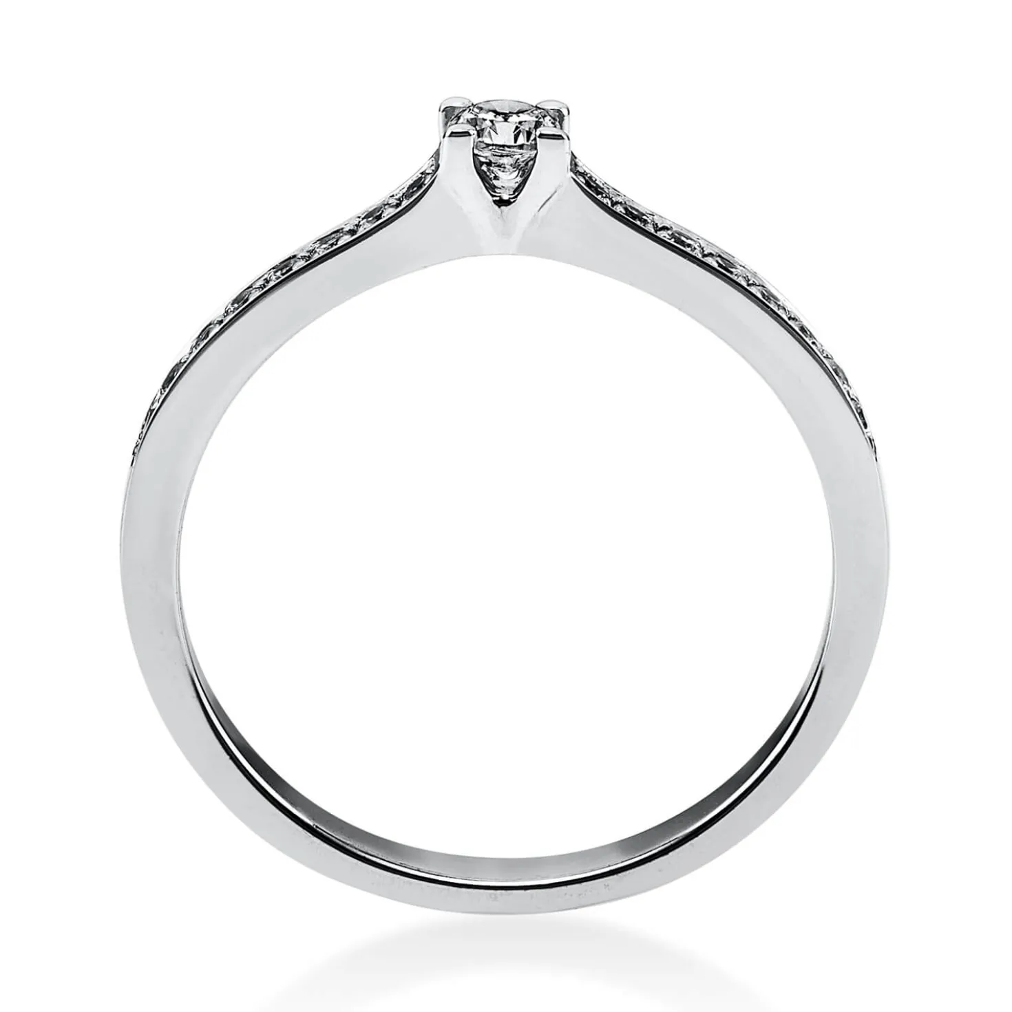 Ring aus 585 Gold Weißgold mit 17 Diamanten Brillanten 0,22 Ct. 4er-Krappe
