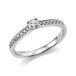 Ring aus 750 Gold Weißgold mit 17 Diamanten Brillanten 0,29 Ct. 4er-Krappe