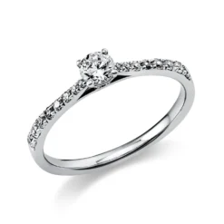 Ring aus 585 Gold Weißgold mit 17 Diamanten Brillanten 0,37 Ct. 4er-Krappe