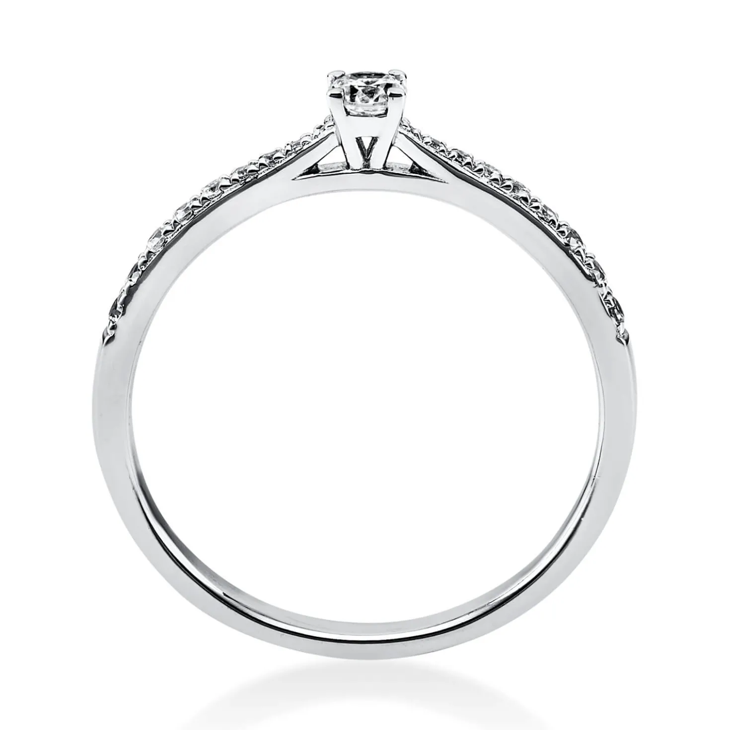 Ring aus 585 Gold Weißgold mit 19 Diamanten Brillanten 0,22 Ct. 4er-Krappe