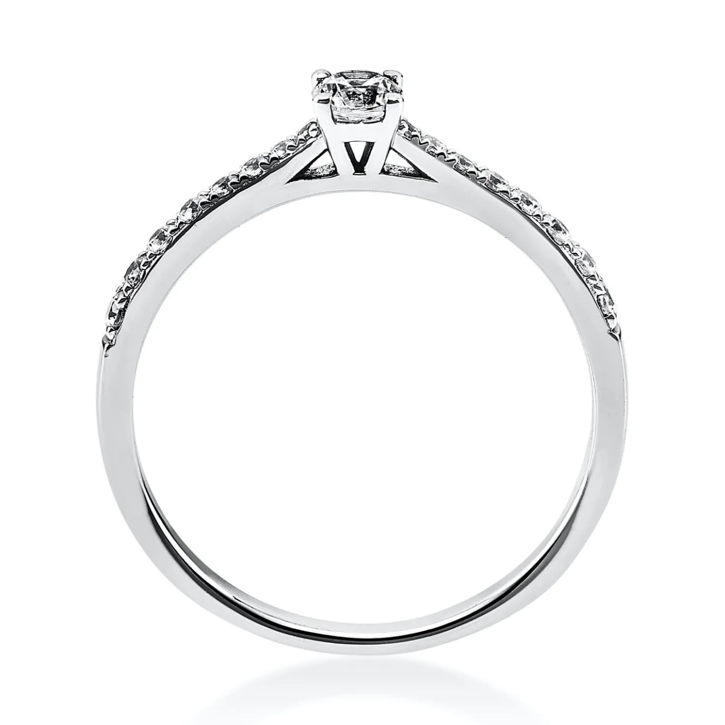 Ring aus 750 Gold Weißgold mit 17 Diamanten Brillanten 0,30 Ct. 4er-Krappe