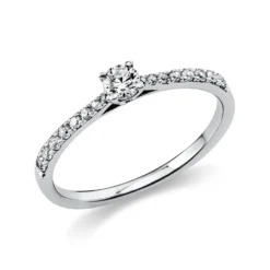 Ring aus 585 Gold Weißgold mit 17 Diamanten Brillanten 0,30 Ct. 4er-Krappe