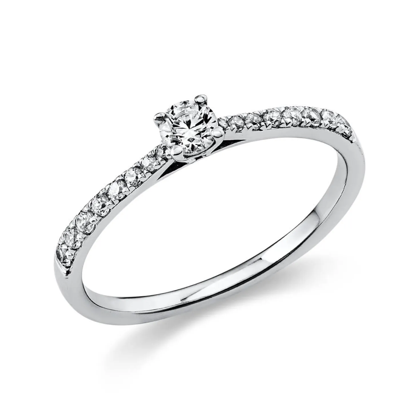 Ring aus 585 Gold Weißgold mit 17 Diamanten Brillanten 0,30 Ct. 4er-Krappe