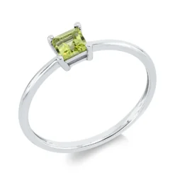 Ring aus 750 Gold Weißgold Peridot 0,39ct grün B:4,8mm 4er-Krappe