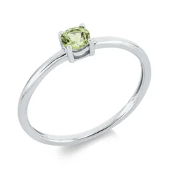 Ring aus 750 Gold Weißgold Peridot 0,29ct grün B:3,8mm 4er-Krappe