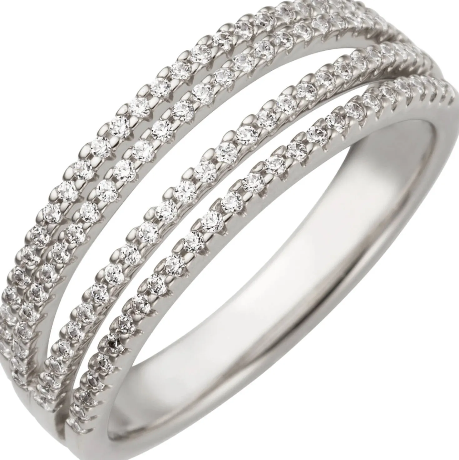 Ring aus 585 Gold Weißgold 4-reihig mit 108 Diamanten Brillanten 0,43ct W/SI