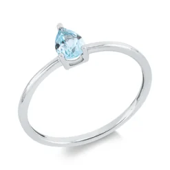 Ring aus 750 Gold Weißgold Topas 0,45ct skyblue B:6,4mm 3er-Krappe