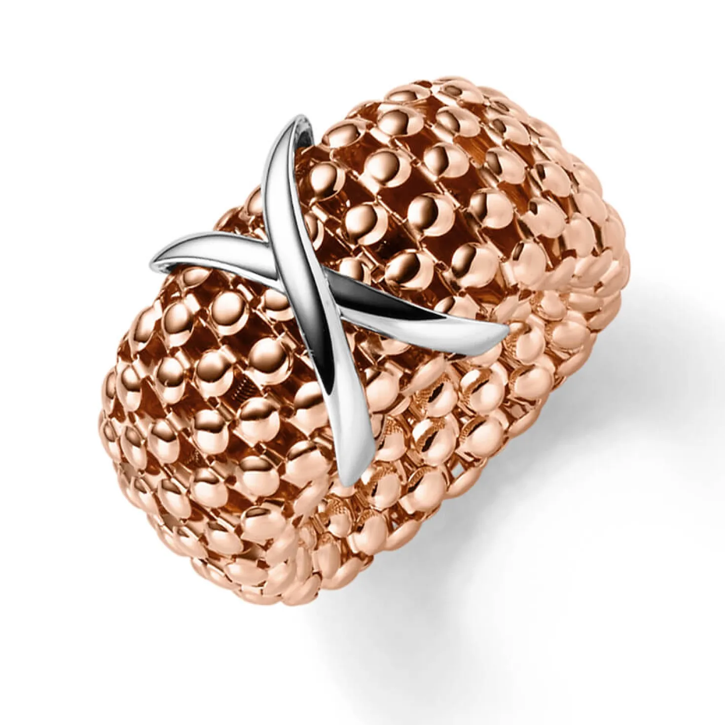 Ring aus 585 Gold weiß/rot Damenring Fingerring elastisch Himbeer Breite 14mm