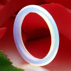 Ring aus Opalit-Mondstein 3mm schmal rund grau schlicht Fingerring Fingerschmuck