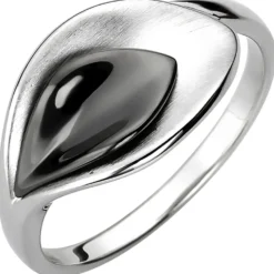 Ring aus 925 Silber Blatt teilmattiert & schwarz teilrhodiniert Fingerring