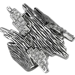 Ring aus 925 Silber geschwärzt mit 24 weißen Zirkonia Fingerring Damen