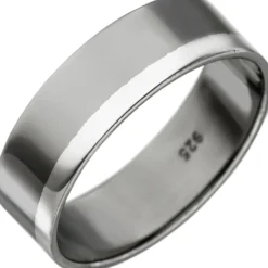 Ring aus 925 Silber schwarz teilrhodiniert bicolor flach schlicht Fingerschmuck