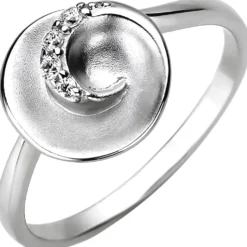 Ring aus 925 Silber teilmattiert mit 4 Zirkonia Silberring Fingerring Damen