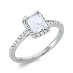 Ring aus 750 Weißgold Amethyst 0,93ct grün 34 Brillanten 0,11ct TW-SI B:8,5mm