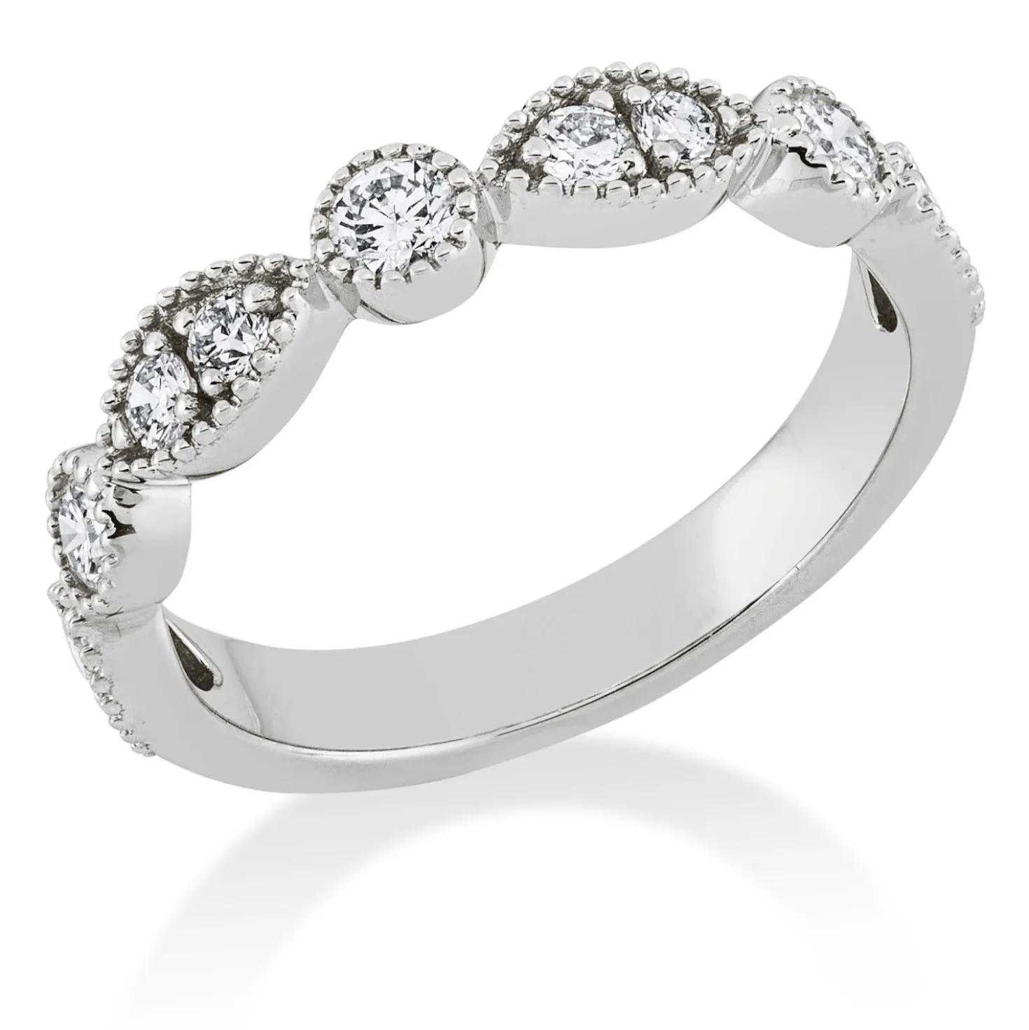 Ring aus 750 Weißgold 3 Brillanten 0,27ct W-SI 8 Brillanten 0,35ct W-SI B:3,7mm