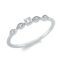 Ring aus 750 Weißgold 4 Brillanten 0,04ct TW-SI 1 Brillant 0,07ct TW-SI B:2,4mm